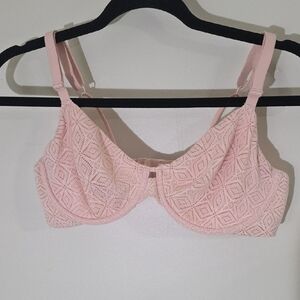 Auden Pink Underwire Bra with Lace Overlay